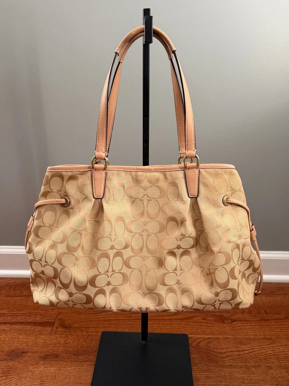 Coach Signature Stripe Drawstring Carryall Bag
